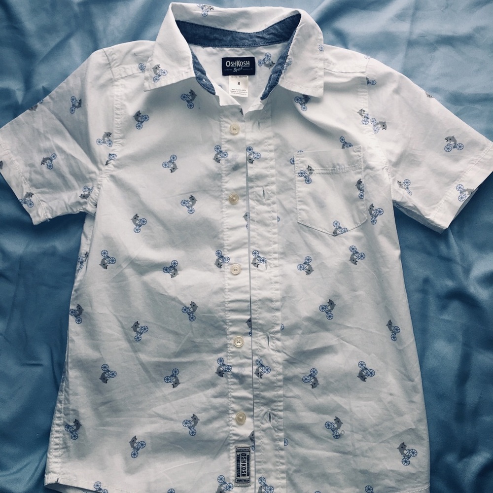 Boys Osh Dressy Button Down Shirt Sz 7 8